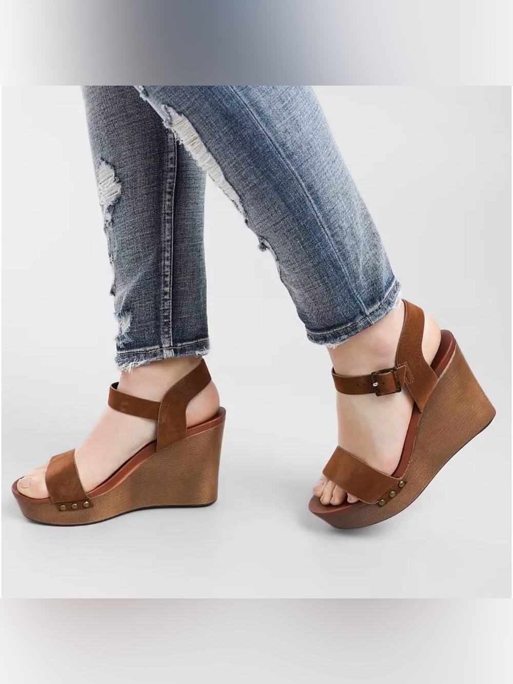 Mia Platform Wedge Sandals with Ankle Strap Sz 8.5